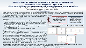 ФАКТОРЫ , АССОЦИИРОВАННЫЕ С ДИНАМИКОЙ САТУРАЦИИ КРОВИ КИСЛОРОДОМ 
        ПРИ НАГРУЗОЧНОМ ТЕСТИРОВАНИИ, У ПАЦИЕНТОВ 
        С СЕРДЕЧНОЙ НЕДОСТАТОЧНОСТЬЮ С СОХРАНЕННОЙ ФРАКЦИЕЙ ВЫБРОСА ЛЕВОГО ЖЕЛУДОЧКА 
